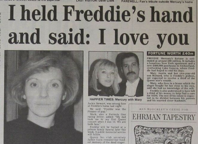 How come Mary Austin said in a TV interview that Queen members got very jealous of her after Freddie left her most of his fortune? 